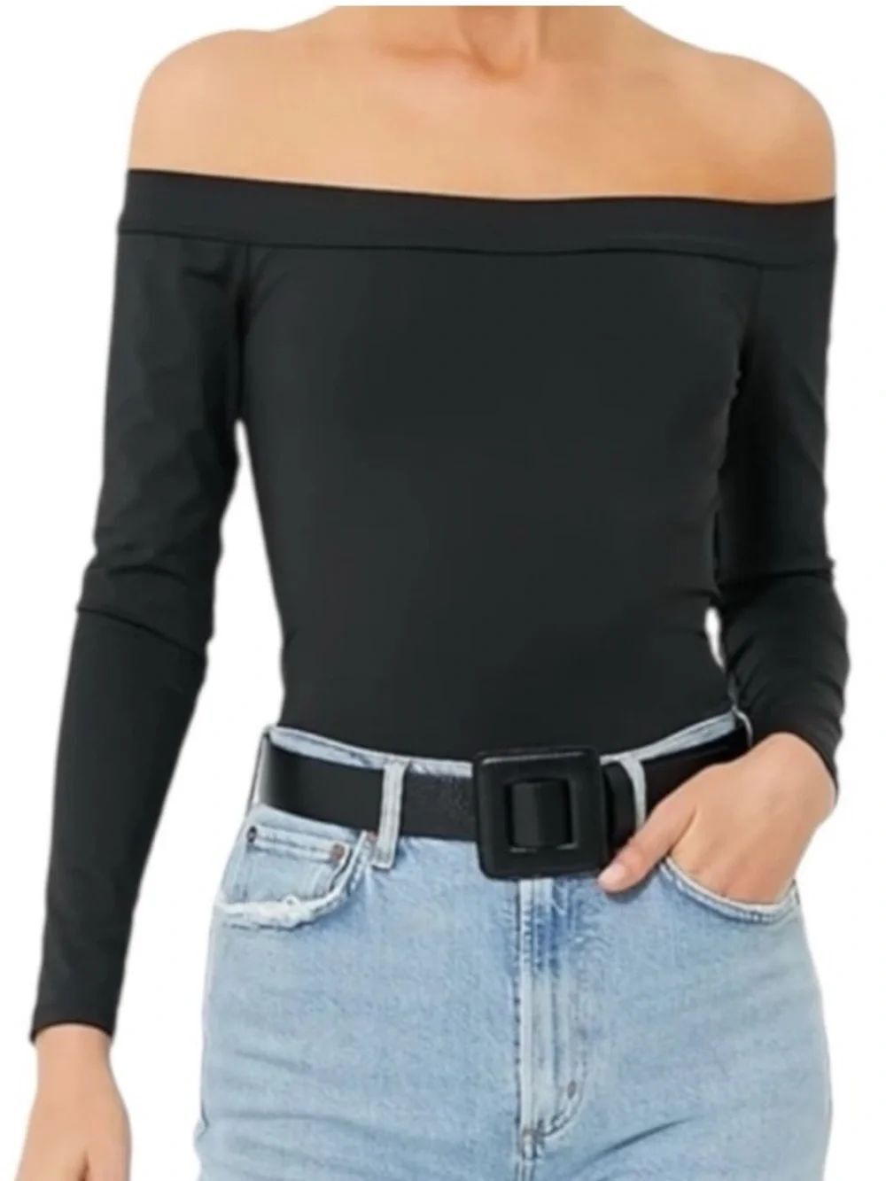 Tuckernuck Black Long Sleeve Laila Off the Shoulder Top XS